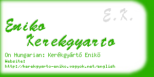eniko kerekgyarto business card