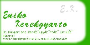 eniko kerekgyarto business card